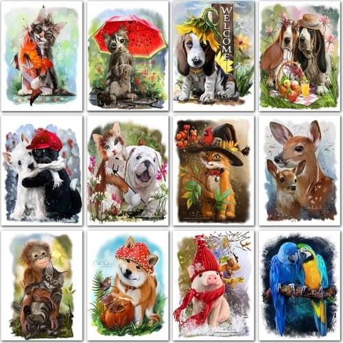 5D DIY Diamond Painting animals Cute cat dog home decor Full Square Diamond embroidery Cross stitch Full Round Diamond mosaic