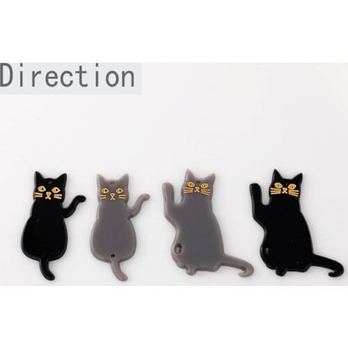 Lovely lucky cat long tail little black cat acrylic pendant diy handmade earrings jewelry accessories materials