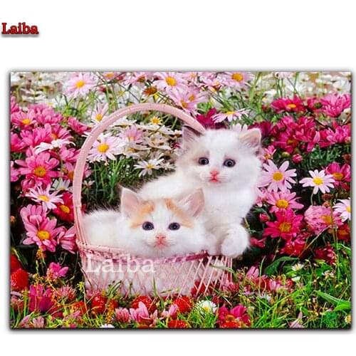 Diamond mosaic Diamond Painting Puppet cat and flower rhinestone pictures embroidery5d diy full square diamond puzzle Decoration