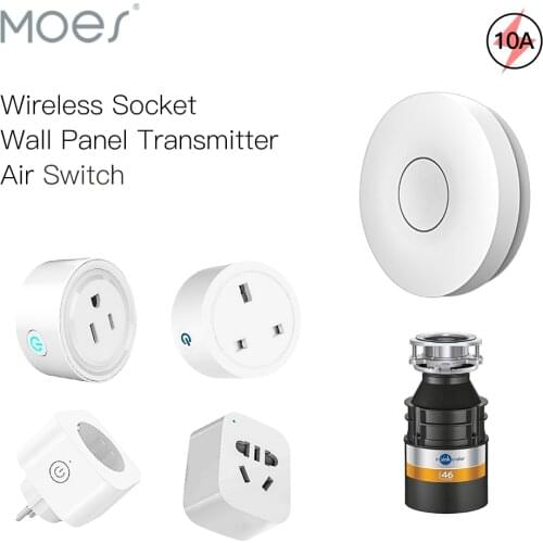 Wireless Socket Self-powered Air Switch Food Residues Garbage Disposal Appliances Fan TV 10A Remote Control No Drilling No Pipe