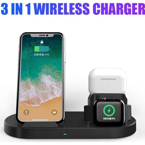 10W 3 in 1 Fast Wireless Fast Charger For iPhone11 Pro XR XS Apple Watch 2 3 4 5 AirPods Pro 3 2 Mobile Phone Accessories