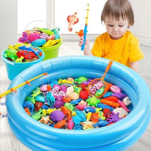 Childrens Fishing Toy Pool Set Family Square Water Magnetic Fishing Rod Boys and Girls Parent-Child Interactive Game