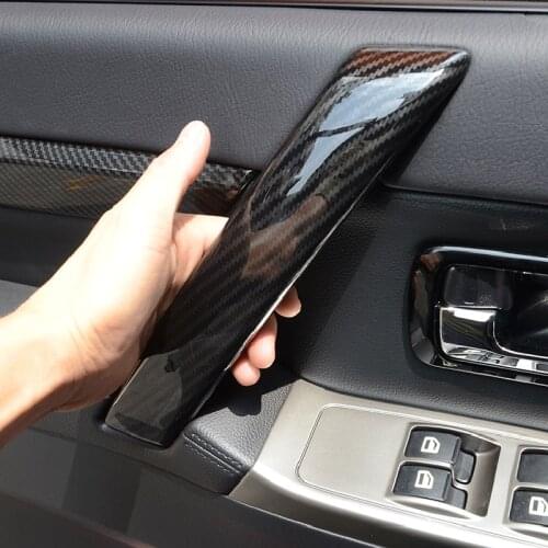 For Mitsubishi Pajero Shogun V80 2007-2019 Accessories ABS Carbon Fiber Interior Car Door Armrest Handle Decorative Cover Trim