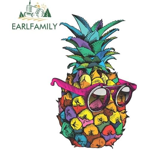 EARLFAMILY 13cm x 10.7cm for Cool Pineapple Girl Car Sticker Body for Car Occlusion Air Conditioner Waterproof Scratch Decals