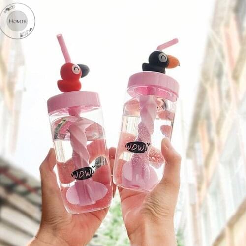 Homie 0.4L water bottle with straw drink plastic water filter bottles kids Handle my gym Plastic bottle for kids girl Xmas Gift