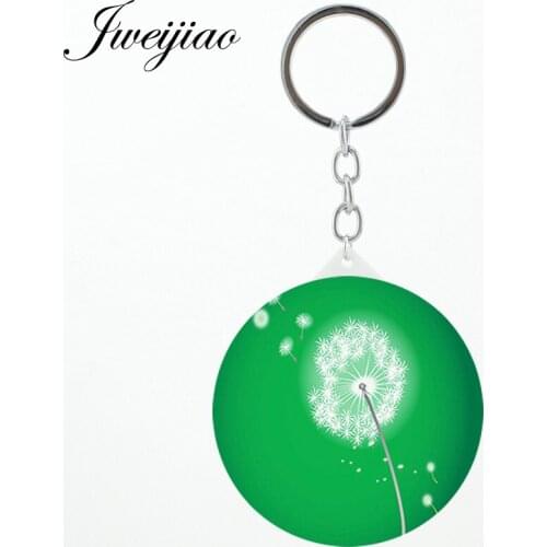 JWEIJIAO natural plant dandelion keychains Travel Mirror Chinese Handicraft Cartoon Mini pocket mirror womens Tools DA30