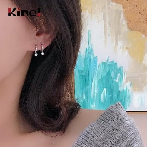 Kinel Fashion Simple Style Mini Small INS 925 Sterling Silver CZ Earrings For Women Girls Ear Jewelry Birthday Gifts