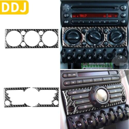 For Mini Cooper S One Hatch R50 R53 2005 2006 Car Air Conditioning Button Knob Panel Cover Sticker Carbon Fiber Accessories