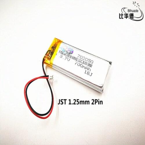 10pcs JST 1.25mm customized Good Qulity 3.7V,700mAH,702050 Polymer lithium ion / Li-ion battery for TOY,POWER BANK,GPS,mp3,mp4