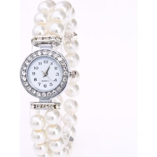 Fashion Women watch clock women Casual WristWatches Pearl beaded bracelet Watches Strap Quartz Wrist Watch horloges vrouwen W3