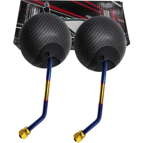 New Round Motorcycle Rearview Mirror Modified Burnt Titanium Millennial Turtle Rearview Mirror Carbon Pattern Color Rod Mirror