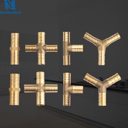 NuoNuoWell Brass Equal Barb Connector Cooper Joint Gas Pipe Irrigation Fittings OD6mm 8mm 10mm 12mm Coupler 2pcs-Pack