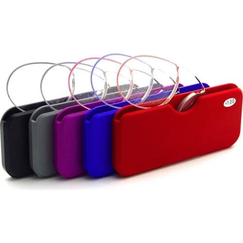 Portable frameless Mini presbyopic card type presbyopic magnifying reading glasses nose clip reader for men