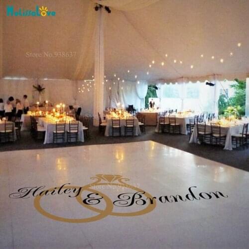 Personalized Wedding Floor Stickers Diamond Ring Decor Removable Wedding Monogram Decoration Waterproof Sticker for Dance ZA601