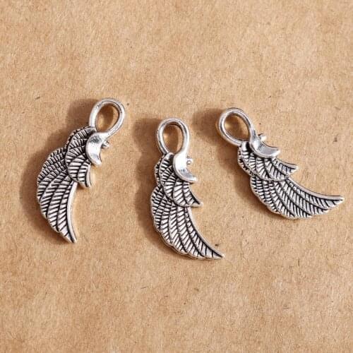 20pcs Alloy Feather Pendant Animal Wings Charms for Jewelry Making DIY Necklace Bracelets Accessories Wholesale 10*24mm