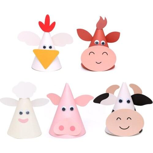 Festival Gifts Happy Farm Animal Theme Boys Girls Birthday Party Hat Baby Shower Gender Reveal Thanksgiving Decoration Party Cap