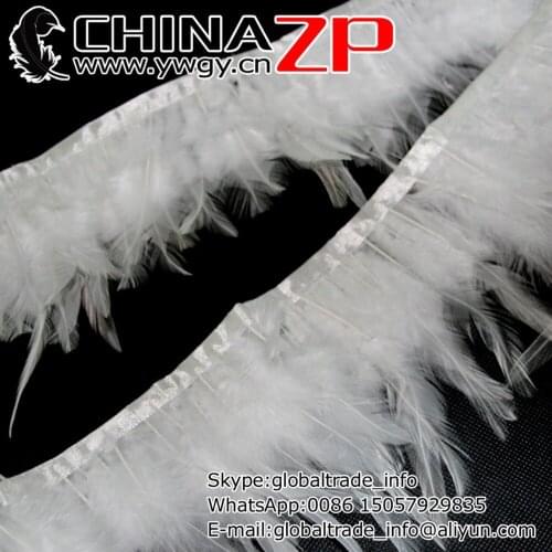Manufacturer in CHINAZP 2 yards Exporting Quality Bleached White Rooster Saddle Feathers Trim