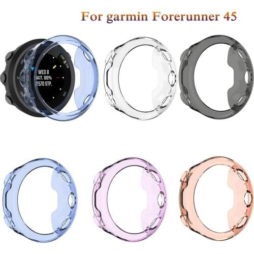 TPU Case Clear Protective Film Guard For Garmin Forerunner 45 45S new fashion Watch Full Screen Protector Cover Wristband Bumper