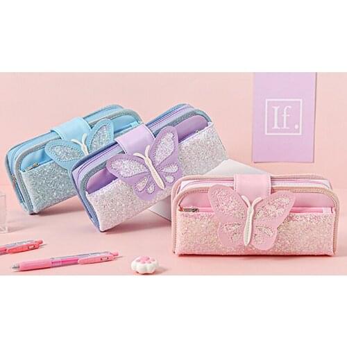 Splittable Butterfly cute pencil case Girl pencil bag kawaii pen case gifts for children Student pen bag School supplies storage