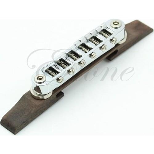 Adjustable Chrome Rosewood Bridge Roller Saddles For Les Paul Jazz Guitar