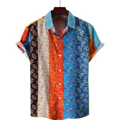Mens Floral Shirts Short-sleeved Slim-fit Classic Streetwear Hawaiian Beach Shirt Vacation Loose Summer Male Clothes Thin