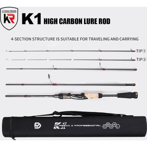 KYORIM K1 Spinning Casting Fishing Rods 4 Sections 1.87M FUJI-O Guide L Power Portable Carbon Lure Cane Travel Baitcasting Rod