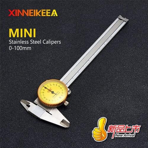 Mini Stainless Steel Caliper With Watch Measuring Range 0-100mm Accuracy 0.02mm Small Metric Measuring Tool Vernier Caliper