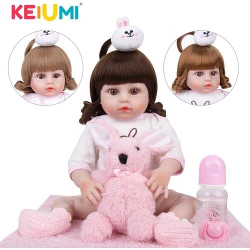 KEIUMI 19 Inch DIY Handmade Silicone Reborn Baby Dolls Lifelike All Silicone Baby Boneca Toys For Kids Birthday XMAS Gifts