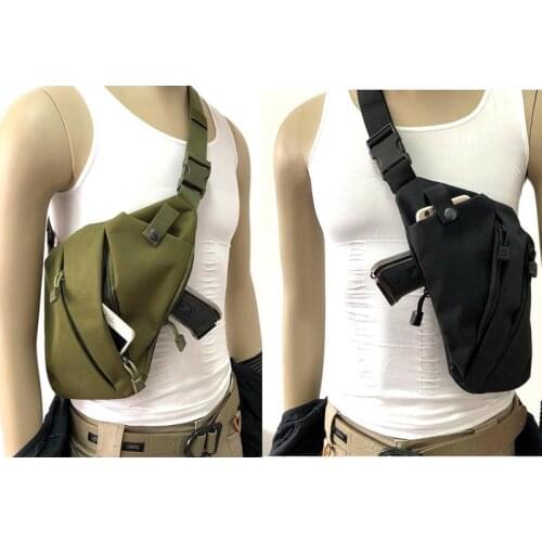 Concealed Tactical Storage Gun Carry Bag Pistol Holster Men Right/Left Shoulder Nylon Shoulder Bag Anti-theft Package Chest Bag