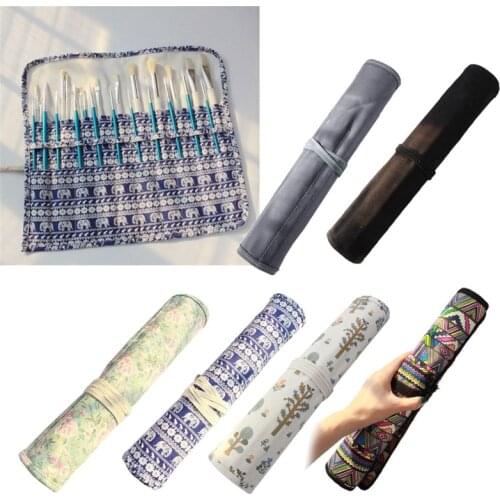Paint Brushes Pencil Bag Roll Up Thick Canvas Wrap Pouch 20 Holder Case Organizer Pouch Storage for Artist Paint Brush Make up