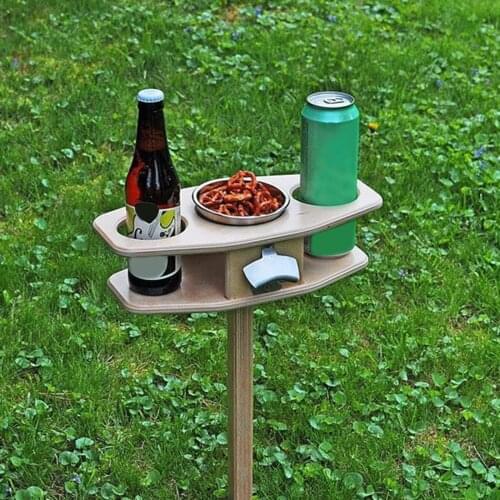 Solid Wooden Wine Table Garden Lawn BBQ Beach Trip Cup Bottles Rack Stand