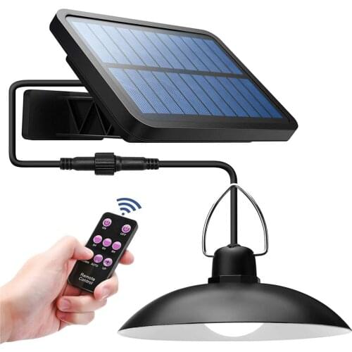 7W Solar Lights Outdoor LED Pendant Lights IP65 Outdoor lamp with Remote Control for Home Garden Patio Porch Lighting