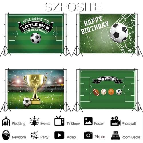 Soccer Match Win Trophies Sports Boy Backdrop Kids Birthday Party Room Table Decoration Photography Baby Custom Vinyl Background
