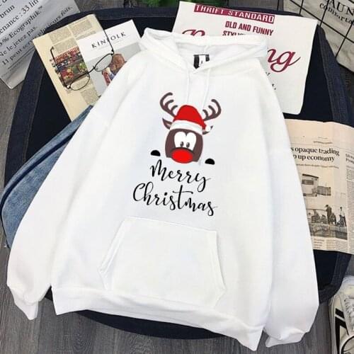 DROPSHIP Womens Christmas Hoodies Fashion Santa Claus Printed Women Cartoon Reindeer Funny Printed Oversized Female