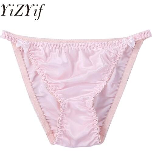 YiZYiF Women Panties lingerie Soft Smooth Silk Lingerie Elastic Waistband Low Rise High Cut Pure Color Bikini Briefs Underwear
