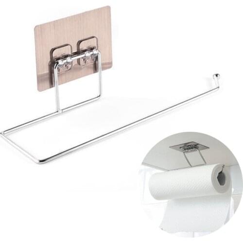 1Pc Kitchen Self-adhesive Accessories Under Cabinet Paper Roll Rack Towel Holder Tissue Hanger Storage Rack for Bathroom Toilet