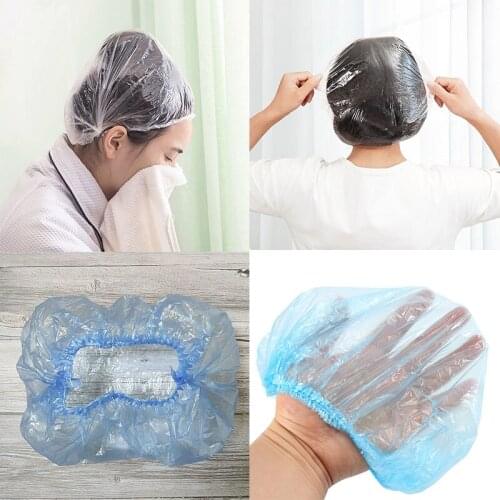100pc Disposable Waterproof Cap Thick Dust-Proof Strip Hat Cap Hood Beauty Salon Cap Protection Mushroom Cap Disposable Bath Cap
