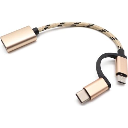 2 in 1 USB 3.0 OTG Cable Nylon Braid Micro USB Type C Data Sync Charge Adapter For Samsung One Plus for MacBook Type-C OTG