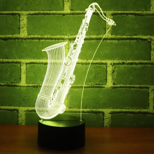 3D LED Night Light Sax Music Instruments Saxophone with 7 Colors Light for Home Decoration Lamp Amazing Visualization Optical