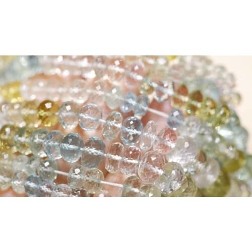 AAAAA Aquamarine roundel faceted 3.5-6mm for DIY jewelry making 42CM loose beads FPPJ wholesale nature