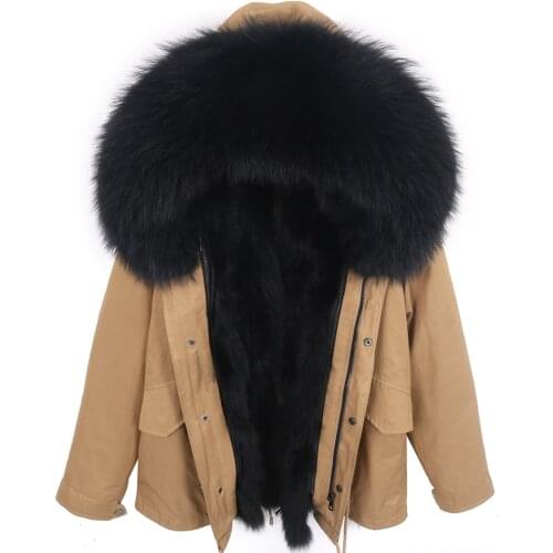 Army Green Waterproof Short Parka Winter Men Jacket Real Fox Fur Coat Natural Raccoon Fur Outerwear Hood Streetwear Detachable