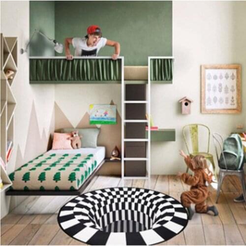 3D Printed Big Carpet 3D Three-dimensional Black&White Stereo Vision Carpets for Living Room bedroom Area Rug Home Tea Table Mat