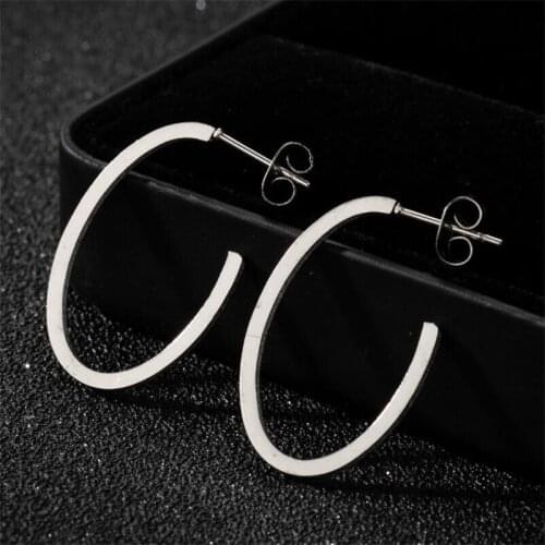 Big Circle Earring for Fashion Women Gold Silver Color Round Earring Stainless Steel Jewelry Birthday Party Accessories