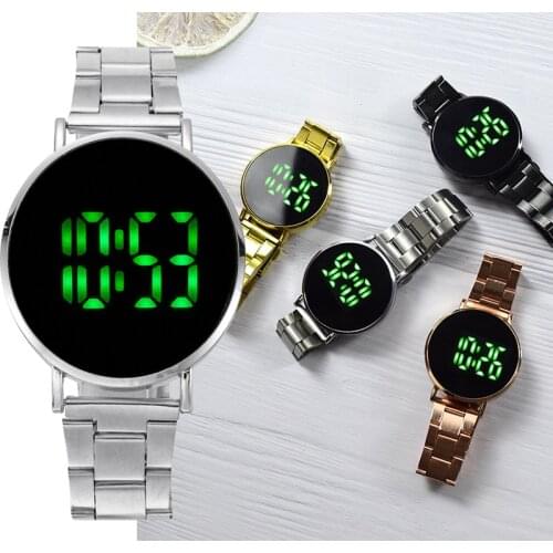 Womens Digital Watches LED Electronic Wristwatch Rose Gold Silver Round Dial Sport Watch for Women Men Kids Gift zegarek damski