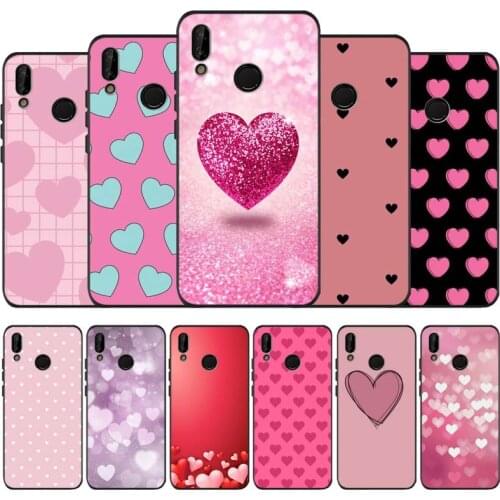 Pink heart black soft Phone Case for huawei P40 P30 P20 P10 Pro lite P9 Lite nova 4E 6SE Psmart 2019 Y6 9 Prime