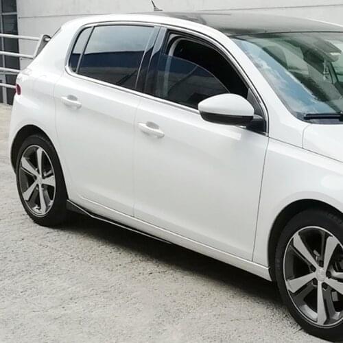 For Peugeot 308 2014 and After Universal Side Skirt Lip Flap Abs Plastic Glossy Black Product Surface Left Right Set