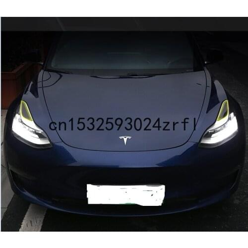 For Tesla Model 3 2019 Modified Carbon Fiber Lamp Eyebrow Headlamp Decoration 2PCS Accessories