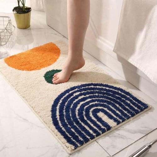 Home Bath Mat Non-slip Bathroom Carpet Soft Polyester Fiber Rug Water Uptake Mat Kitchen Toilet Floor Decor Absorbent Door Mat