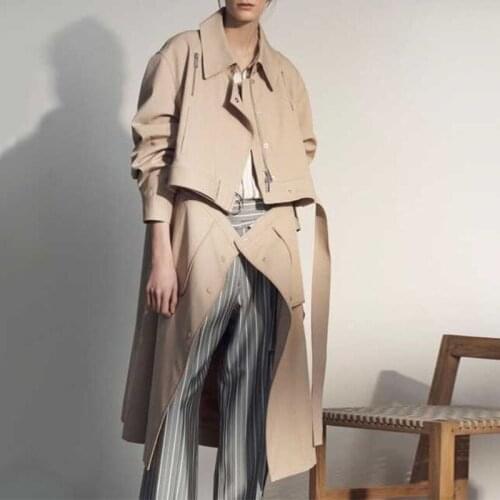 FNOCE 2021 new spring womens coats fashion trends eye catching personality upscale elegant solid Two types of wear slim coats