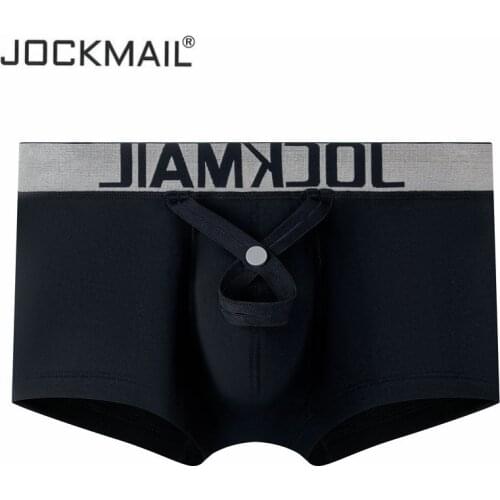 JOCKMAIL Sexy men boxers underwear penis ring pouch U convex boxershorts slip hombre Gay Men boxer homme Coton boxer long